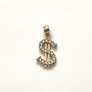 14k Solid Gold Pendant | Dollar sign charm | Birthday gift | Lucky Jewelry |